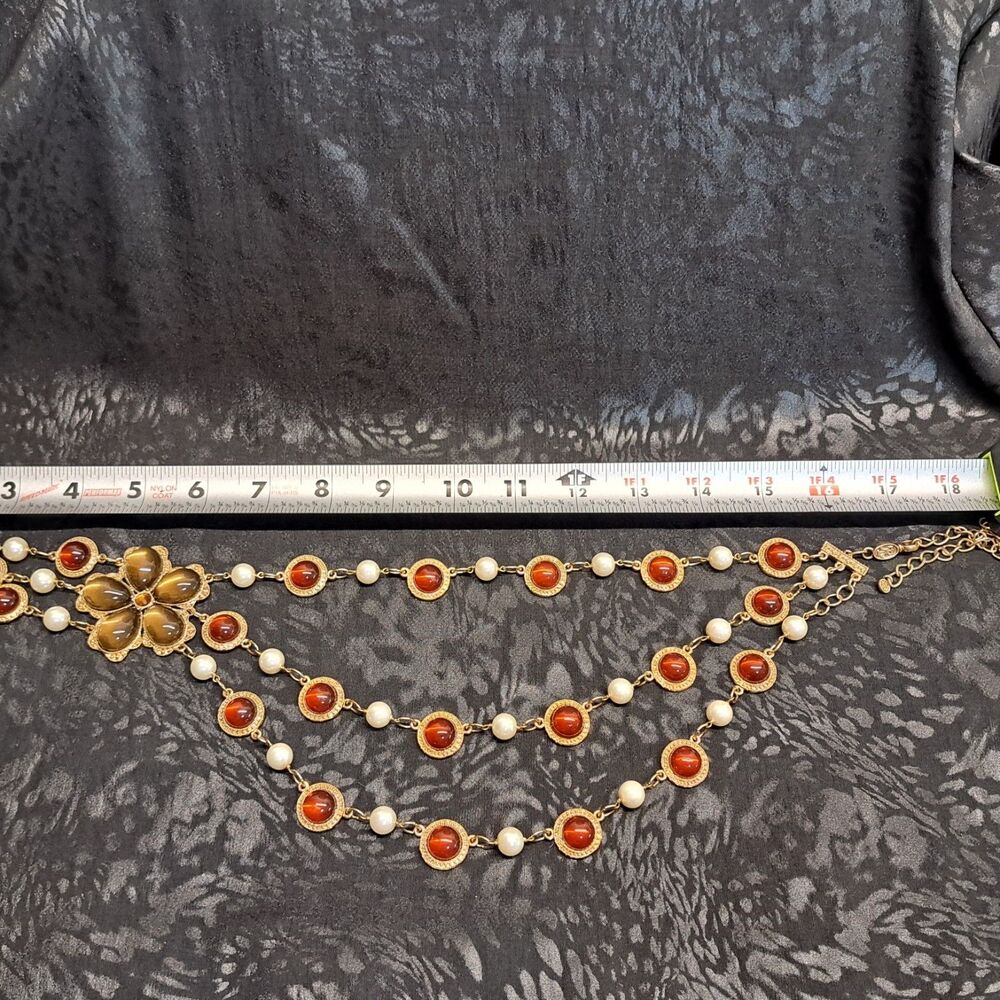 Miss Tina By Tina Knowles Warm -toned cabochons and simulated pearl accents... - Picture 5 of 5